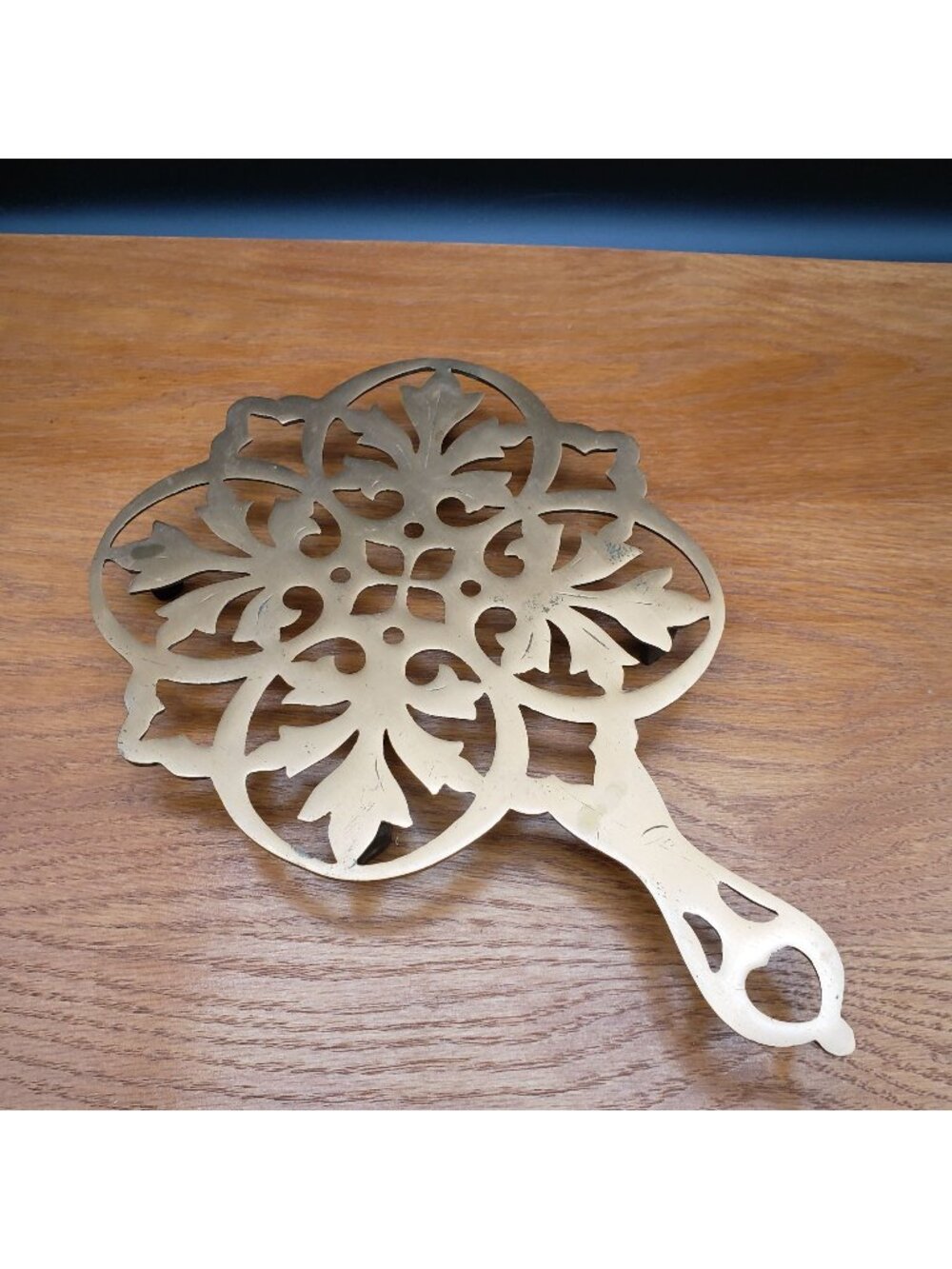 Vintage Cast Iron Trivet 1779 AR Floral Openwork Hearth Hot Plate 12"
